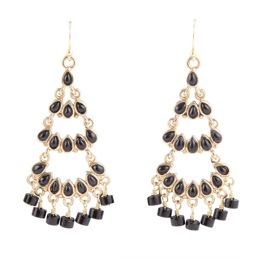 Xavier Black Onyx Chandelier Earrings sold by Barse