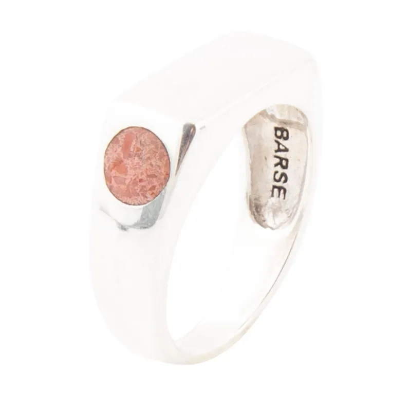 Signet Orange Sponge Coral and Sterling Silver In The Hole Ring sold by Barse