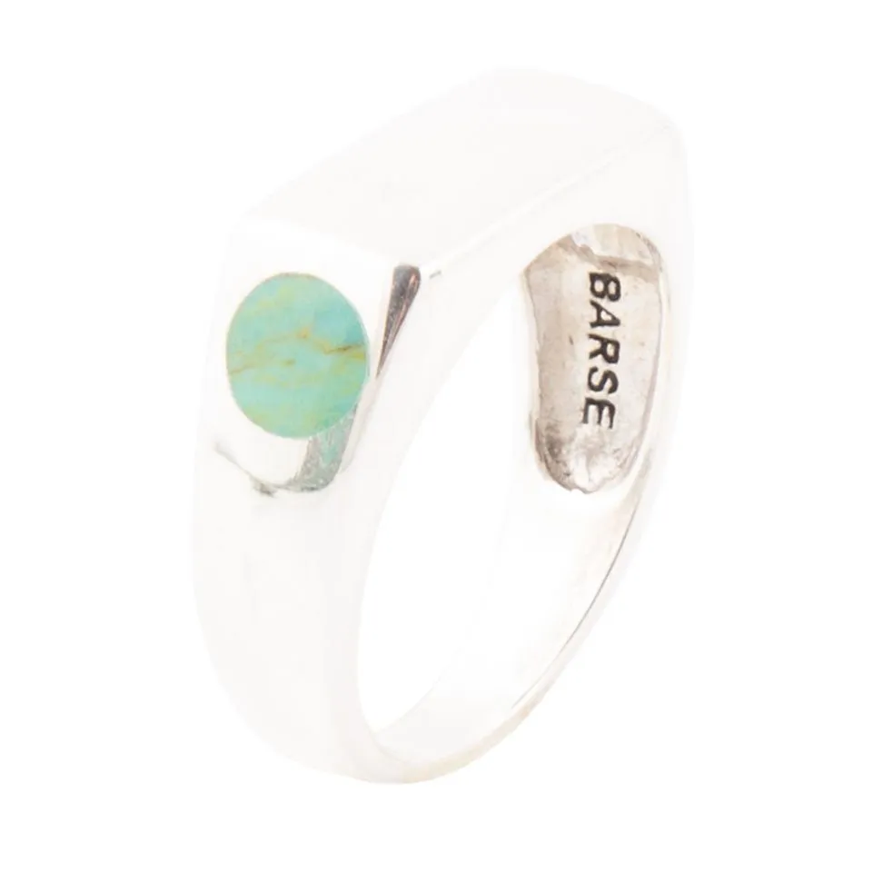 Signet Turquoise and Sterling Silver In The Hole Ring sold by Barse