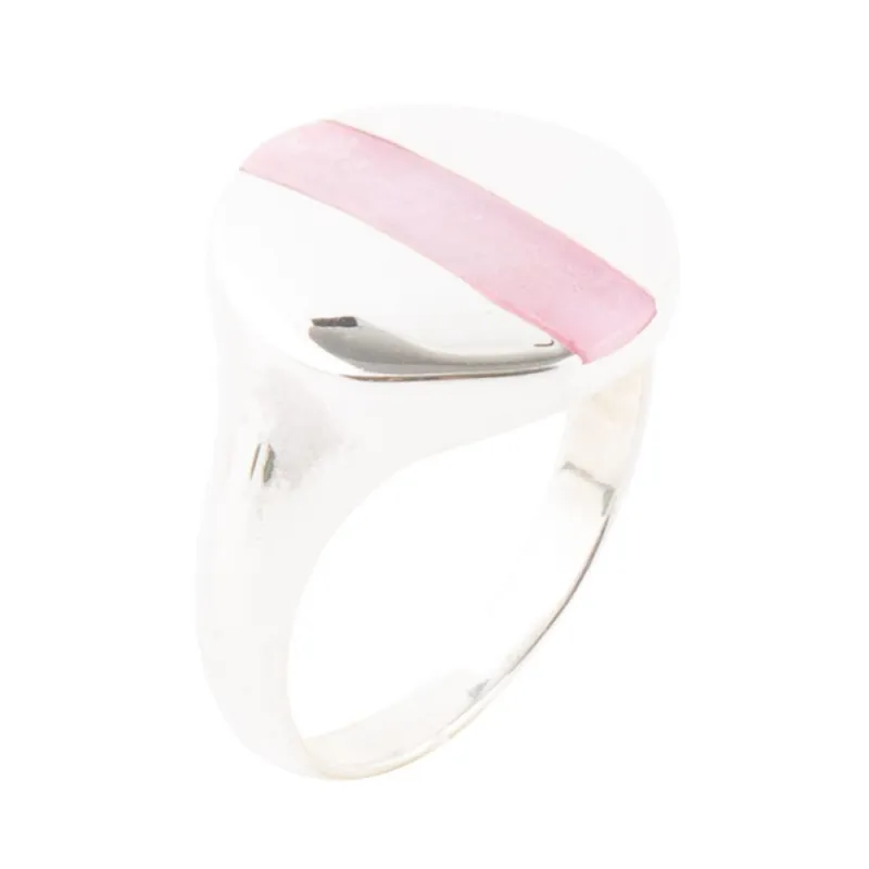 Signet Pink Opal and Sterling Silver Circle Ring sold by Barse