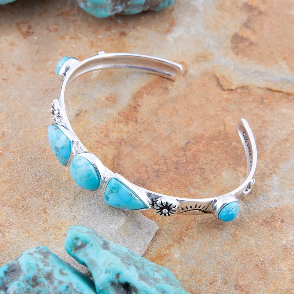 Blue Turquoise and Sterling Silver Cuff Bracelet sold by Barse product image thumbnail 2