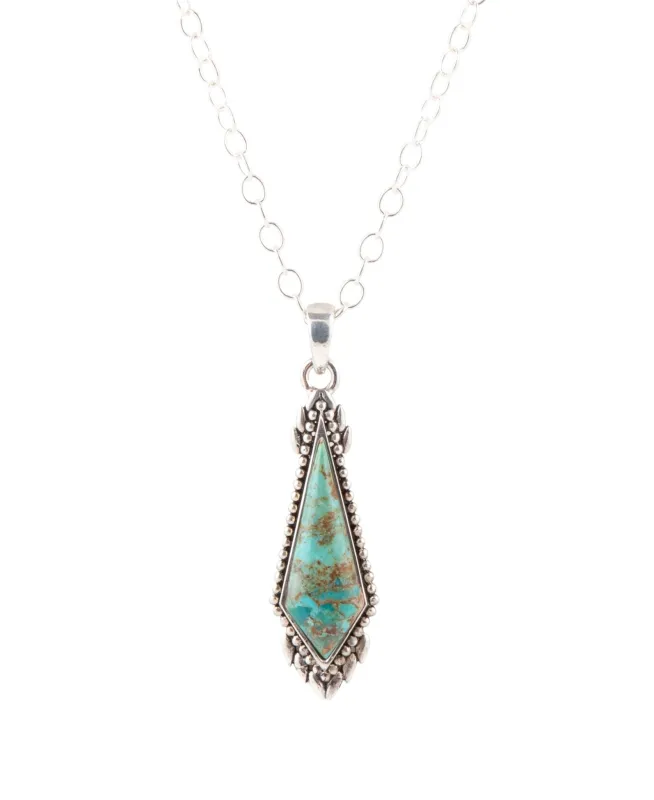 Anemone Long Diamond Turquoise and Sterling Silver Necklace sold by Barse