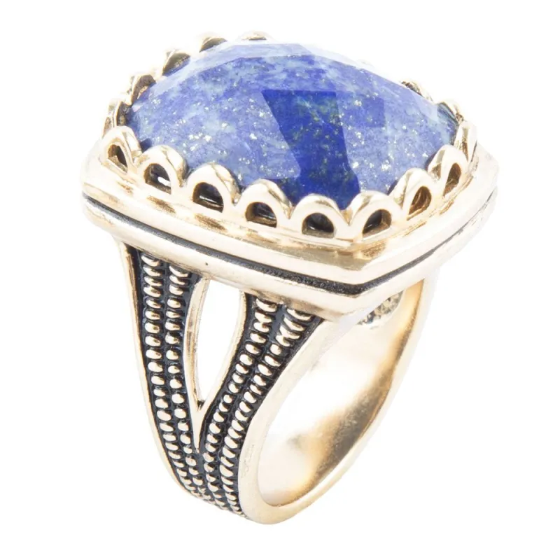 Blue Lapis Golden Cocktail Ring sold by Barse
