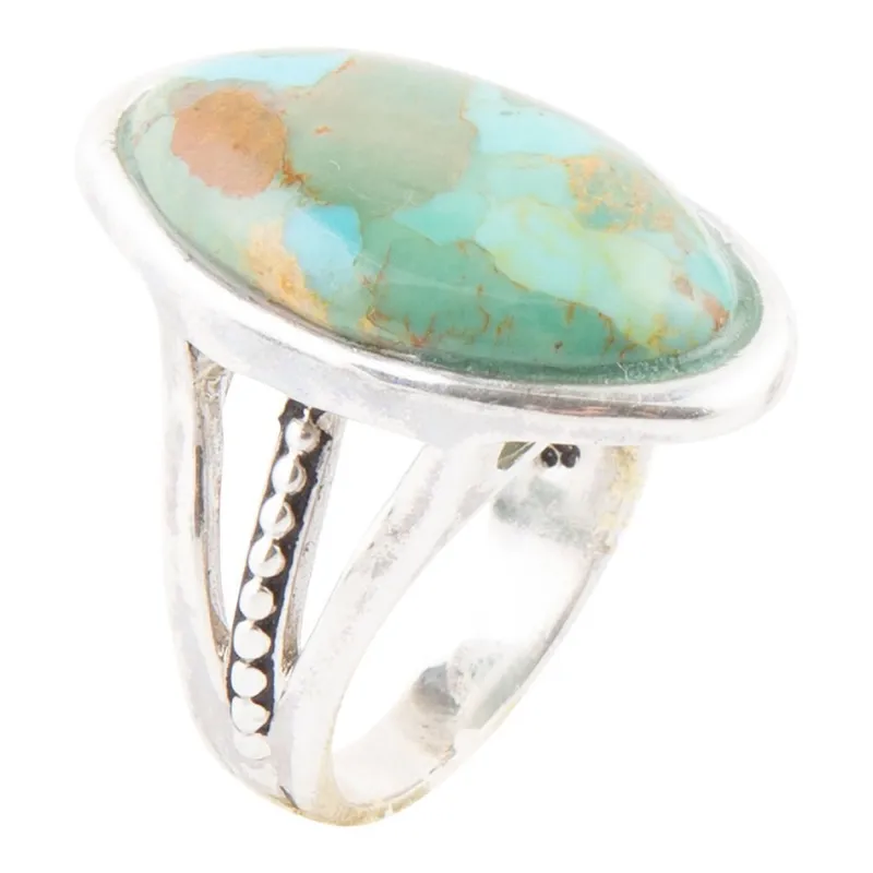Blue Turquoise and Sterling Silver Oval Ring sold by Barse