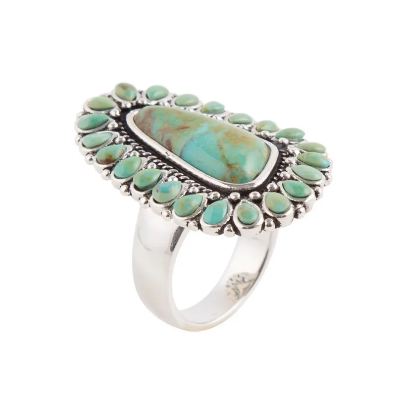 Sedona Blue Turquoise and Sterling Silver Statement Ring sold by Barse