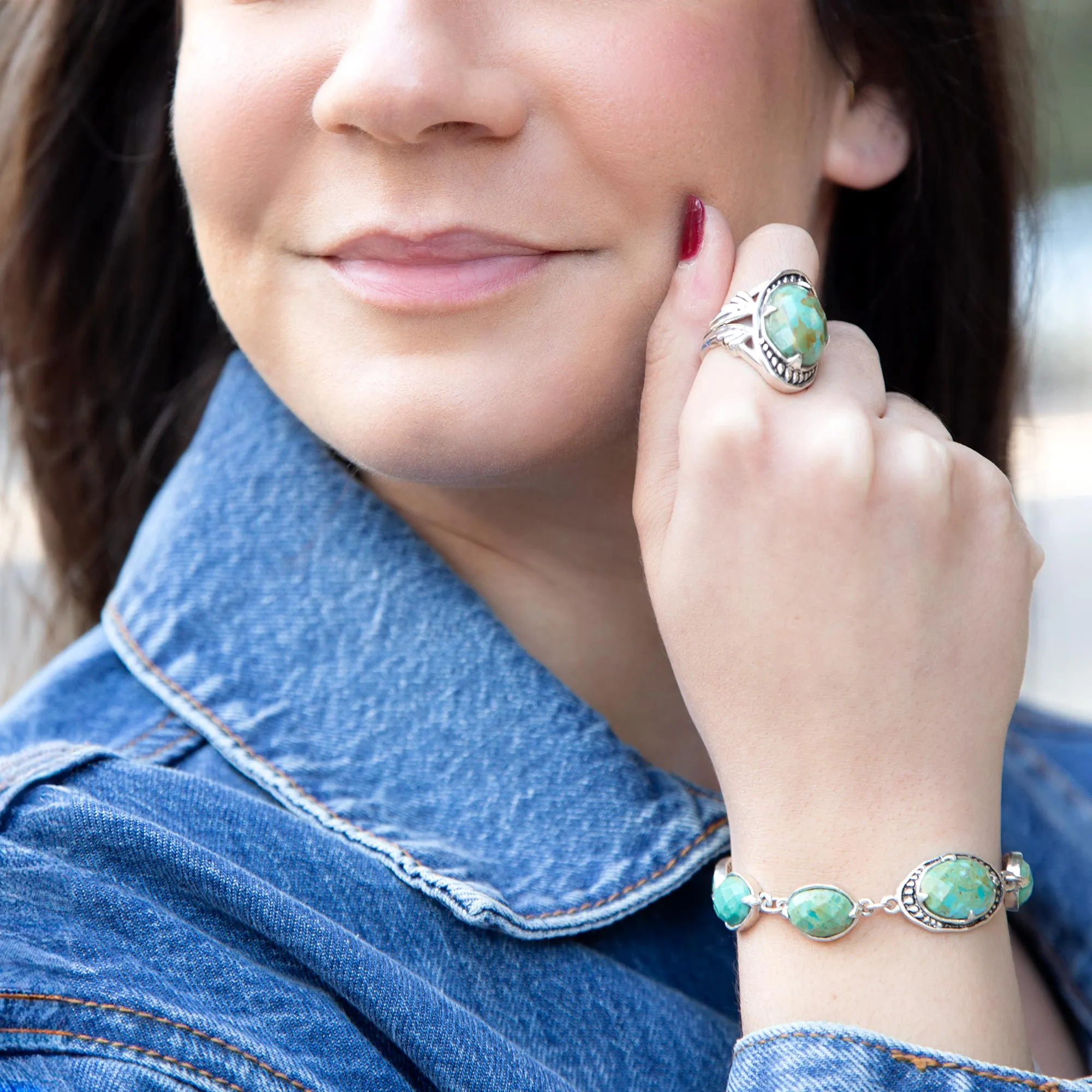 Sweet Dreams Faceted Blue Turquoise and Sterling Silver Ring sold by Barse product image thumbnail 2