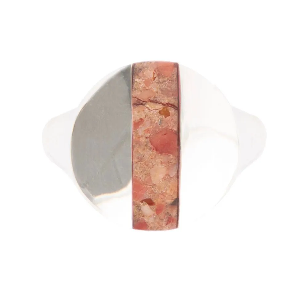 Signet Orange Sponge Coral and Sterling Silver Circle Ring sold by Barse product image thumbnail 3