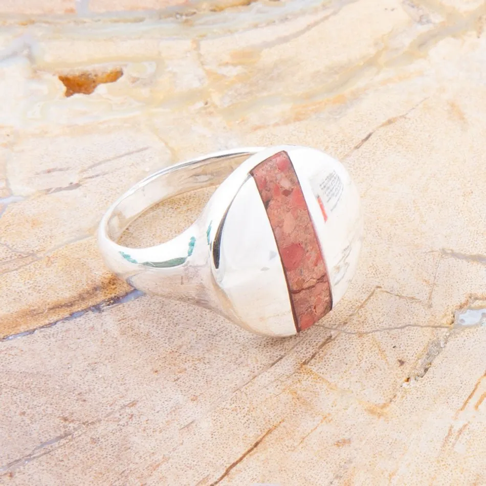 Signet Orange Sponge Coral and Sterling Silver Circle Ring sold by Barse product image thumbnail 2