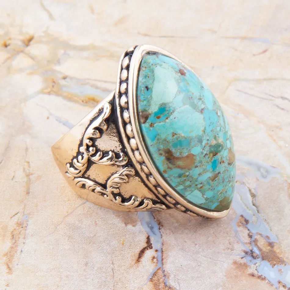 Champion Blue Turquoise Golden Cocktail Ring sold by Barse product image thumbnail 2