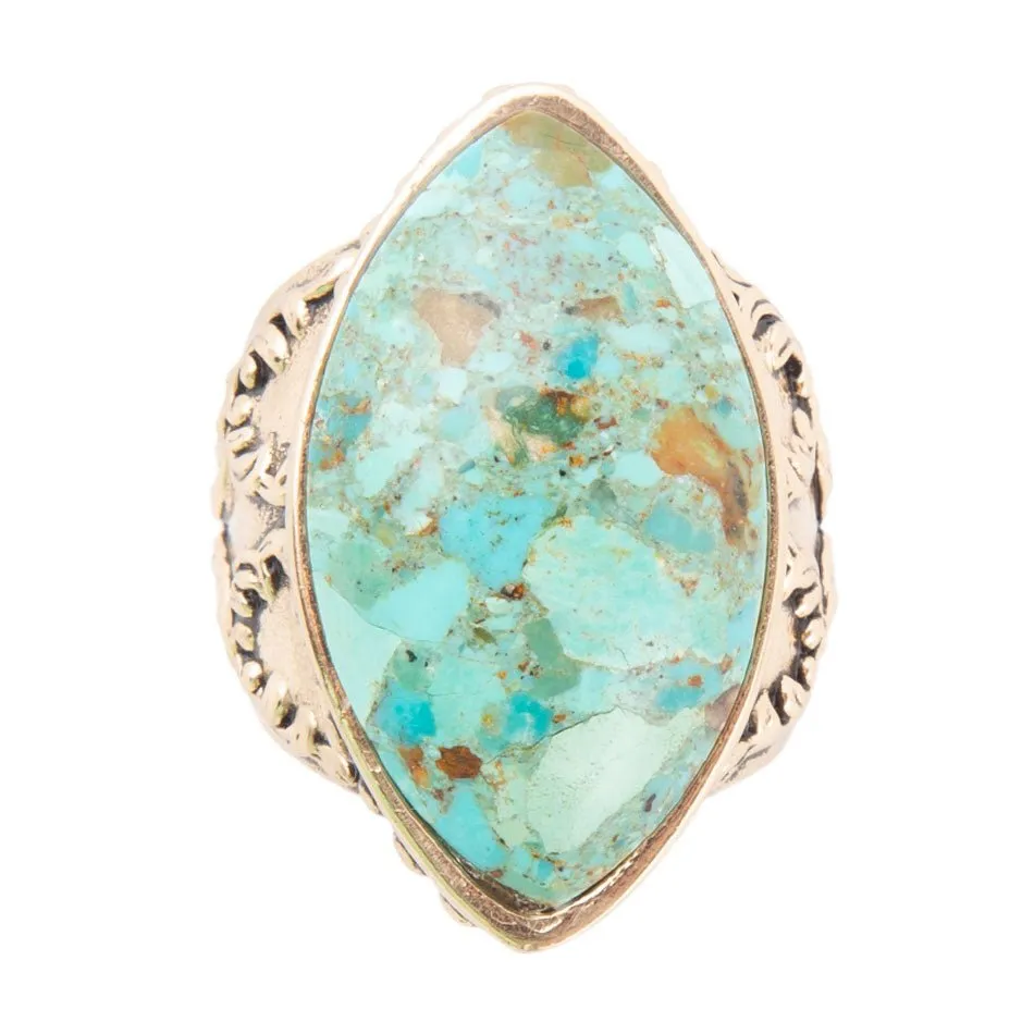 Champion Blue Turquoise Golden Cocktail Ring sold by Barse product image thumbnail 4