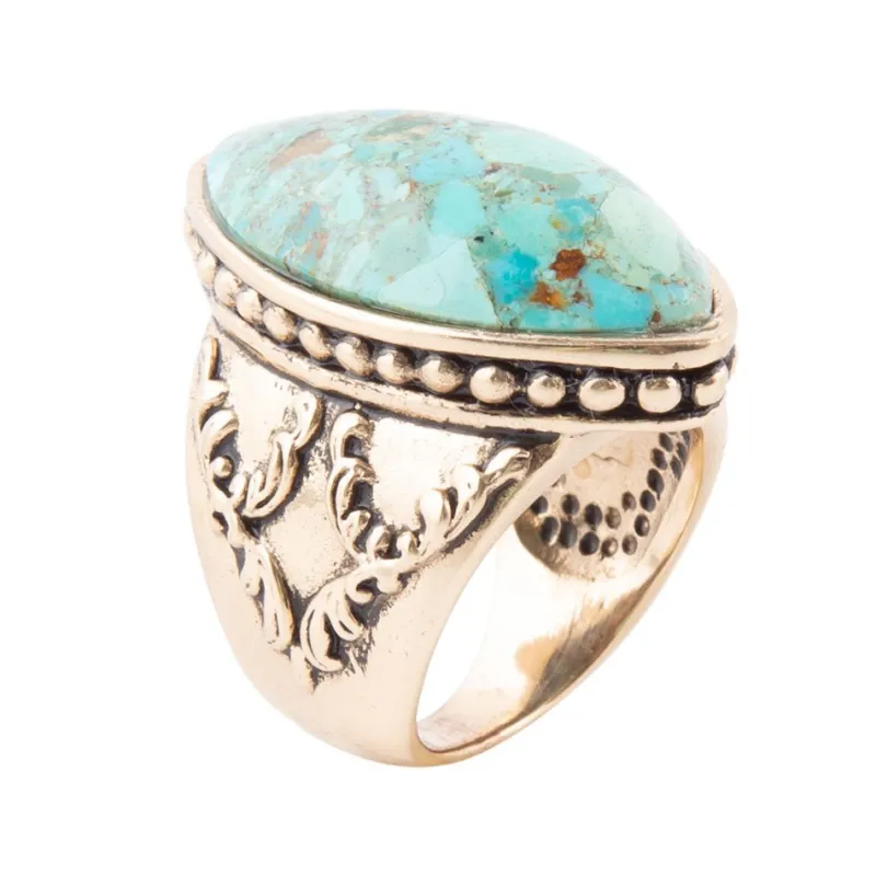 Champion Blue Turquoise Golden Cocktail Ring sold by Barse