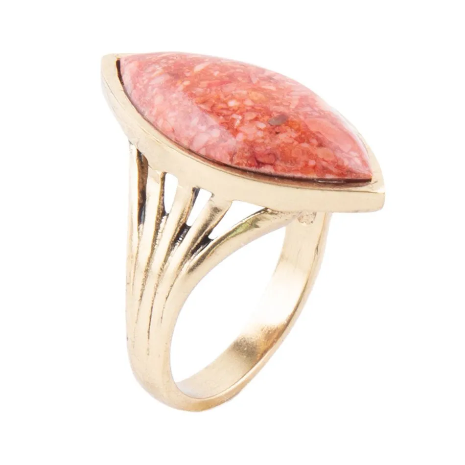 Spark Orange Sponge Coral Golden Ring sold by Barse