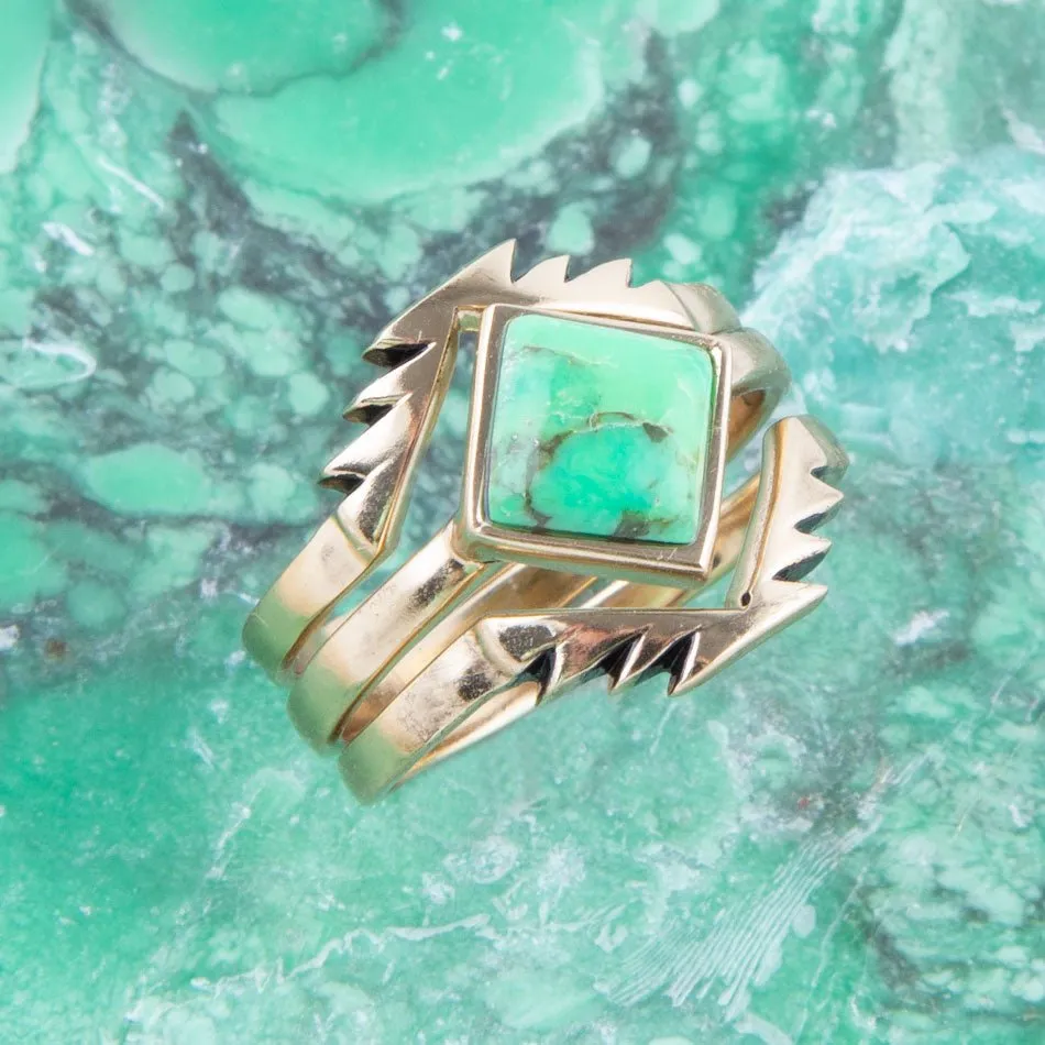 Aztec Lime Green Turquoise Golden Ring Set sold by Barse product image thumbnail 2