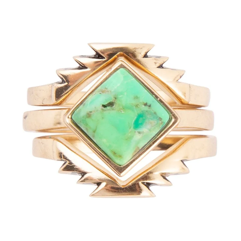Aztec Lime Green Turquoise Golden Ring Set sold by Barse product image thumbnail 3