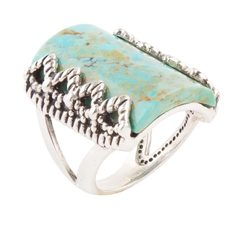 Blue Turquoise Sterling Silver Slice Statement Ring sold by Barse