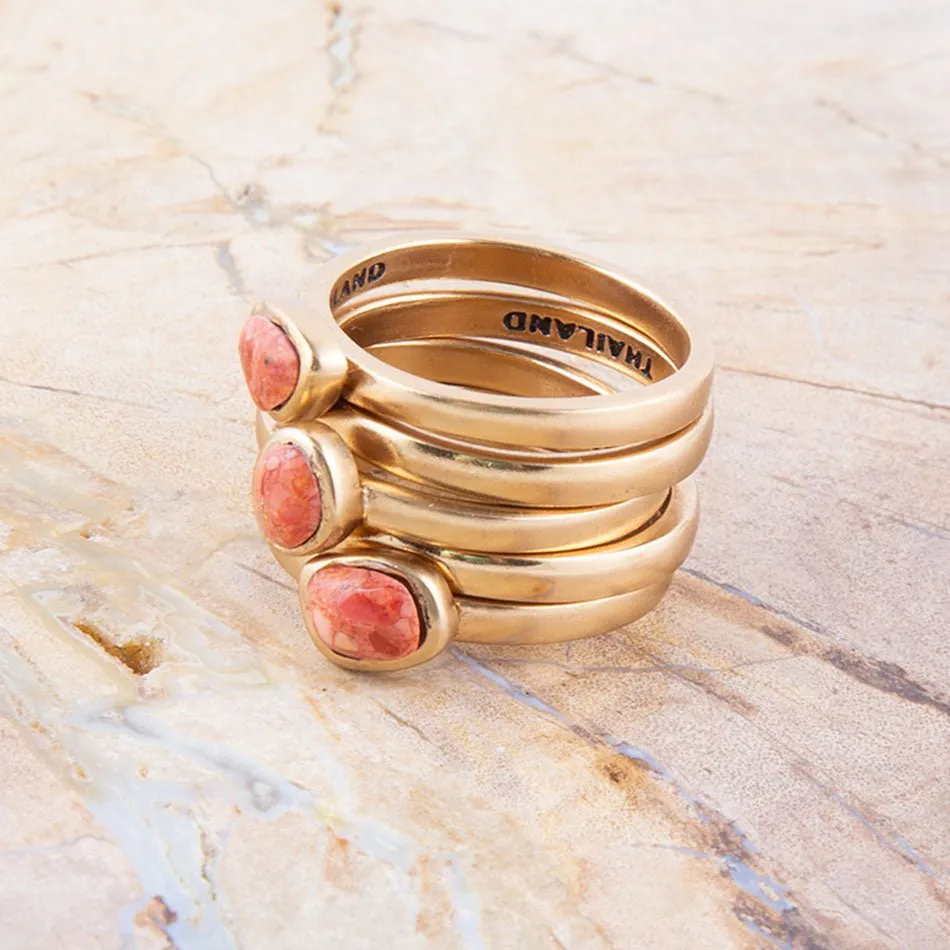 Orange Sponge Coral Golden Stacking Ring Set sold by Barse product image thumbnail 2