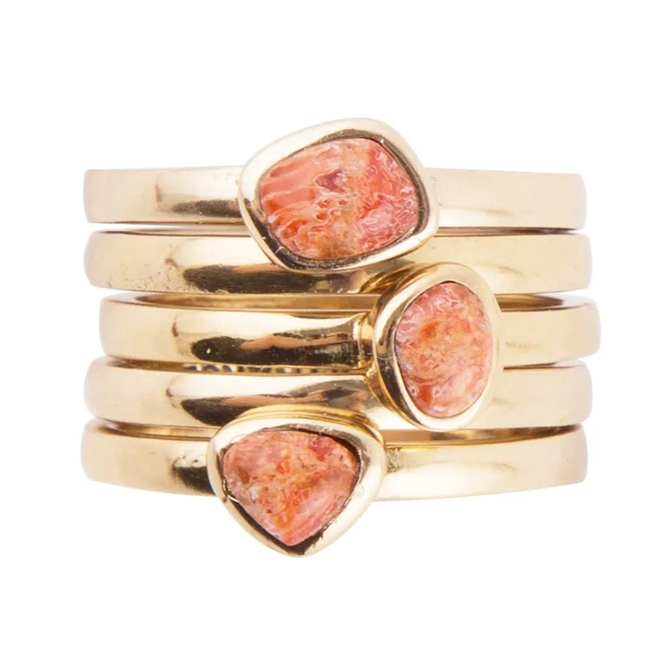 Orange Sponge Coral Golden Stacking Ring Set sold by Barse product image thumbnail 3