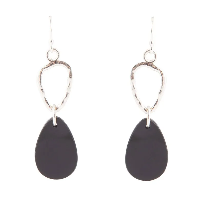 Onyx and Sterling Silver Drop Earrings sold by Barse