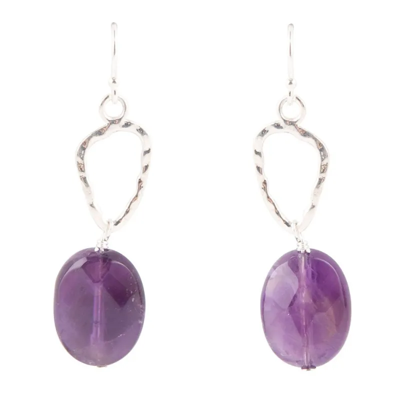 Amethyst and Sterling Silver Drop Earrings sold by Barse