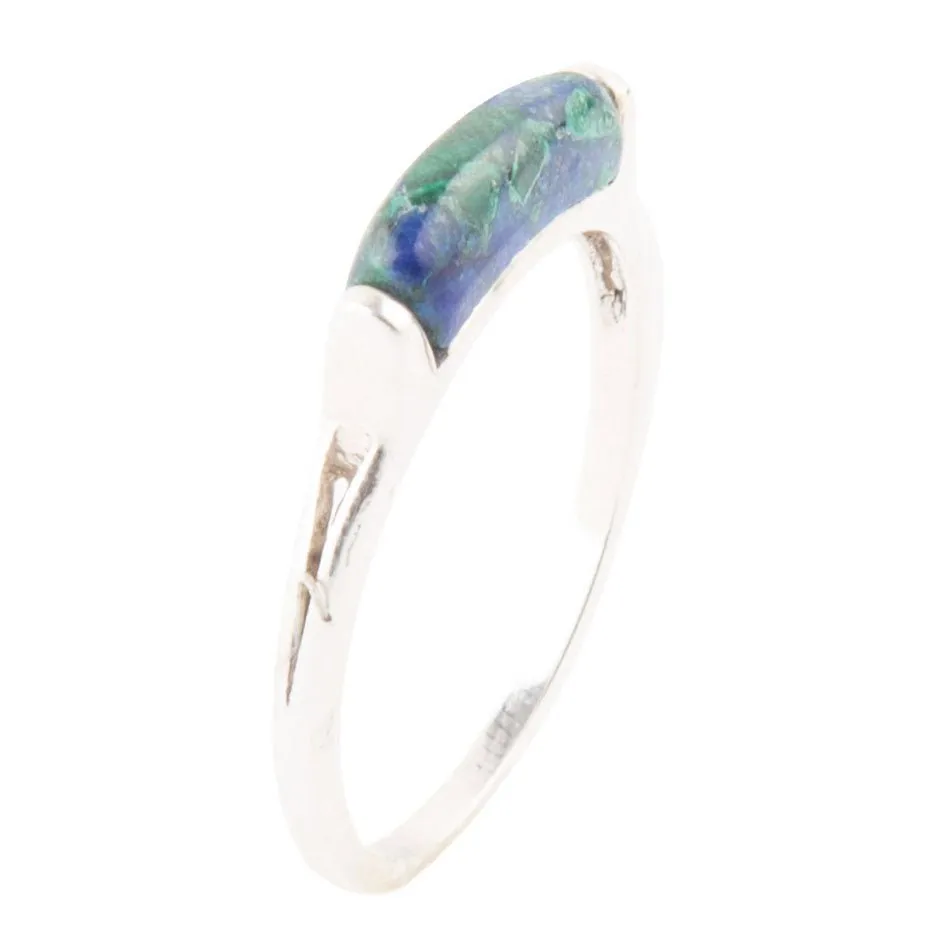 Stackable Blue and Green Azurite Sterling Silver Ring sold by Barse