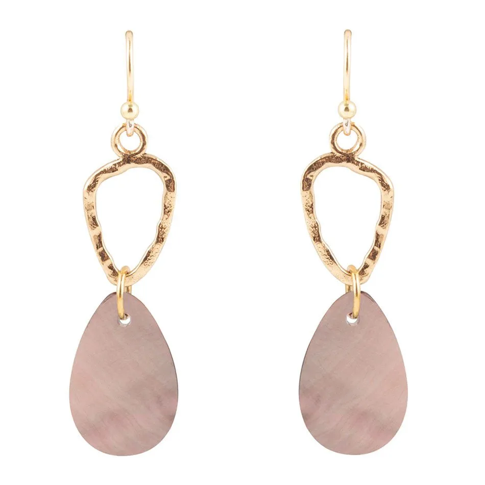 Black Mother of Pearl and Bronze Drop Earrings sold by Barse