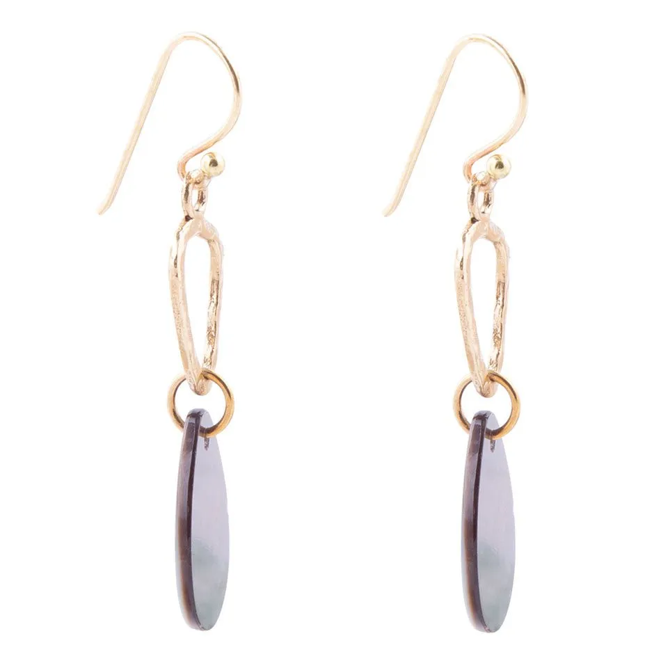 Black Mother of Pearl and Bronze Drop Earrings sold by Barse product image thumbnail 2