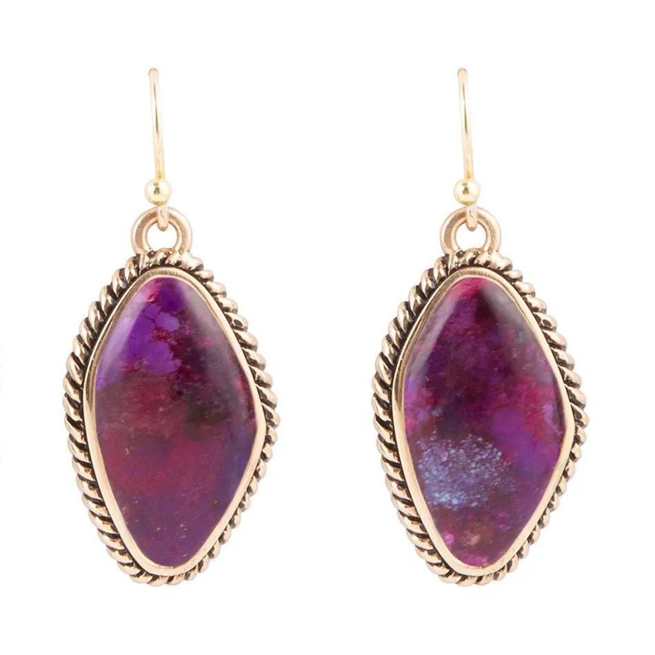 Purple Turquoise Boulder Statement Earrings sold by Barse