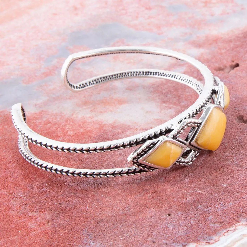 Yellow Agate and Sterling Silver Cuff Bracelet sold by Barse product image thumbnail 4