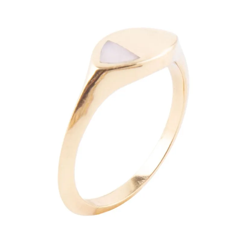 Signet Triangle Pink Opal and Bronze Ring sold by Barse