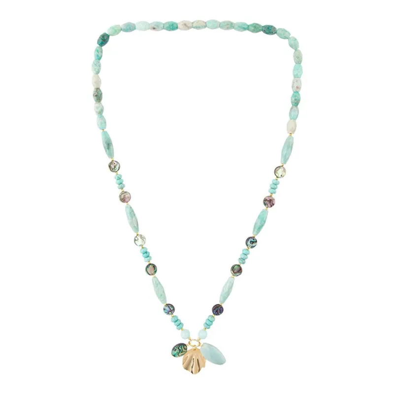 Baja Amazonite and Abalone Long Necklace sold by Barse