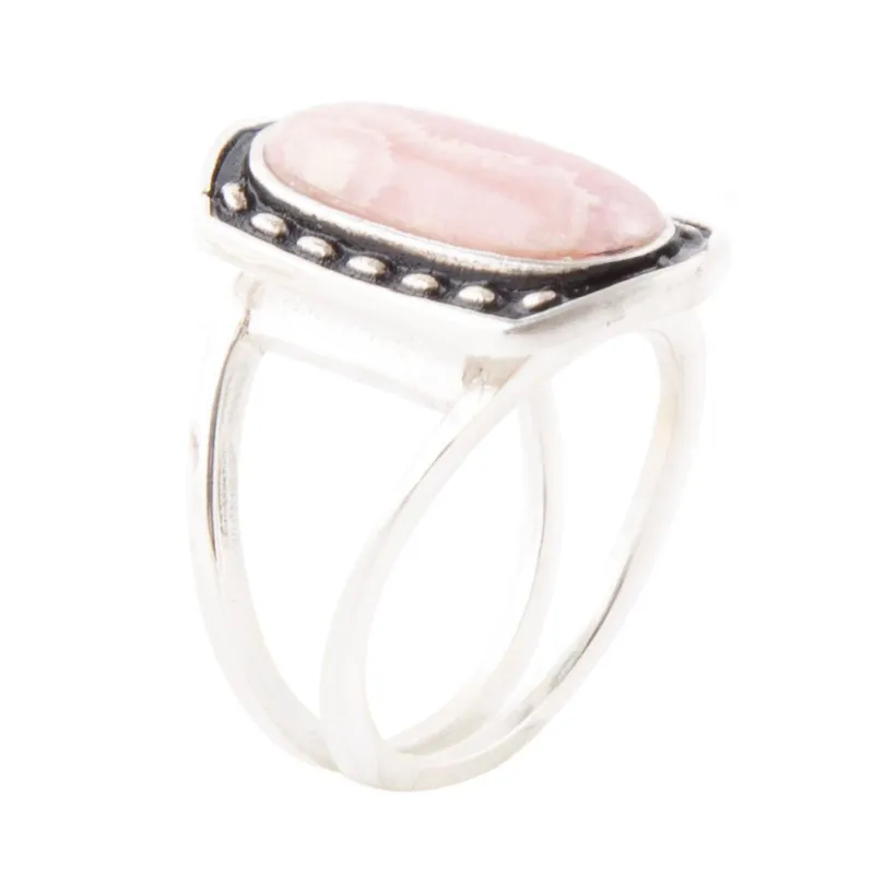 Shielded Pink Rhodonite and Sterling Silver Ring sold by Barse