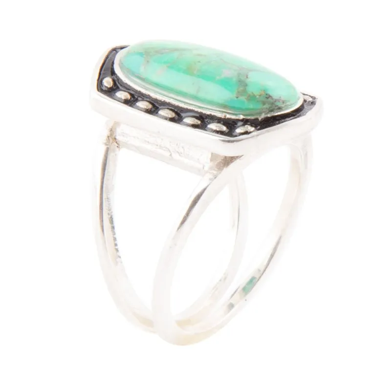 Shielded Lime Green Turquoise and Sterling Silver Ring sold by Barse