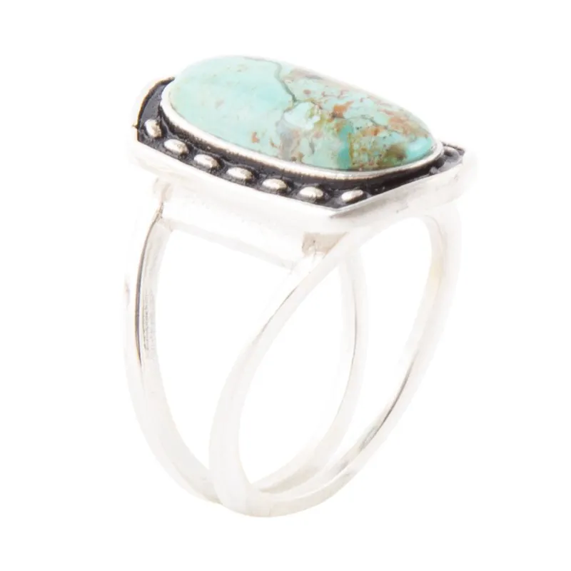 Shielded Blue Turquoise and Sterling Silver Ring made by Barse