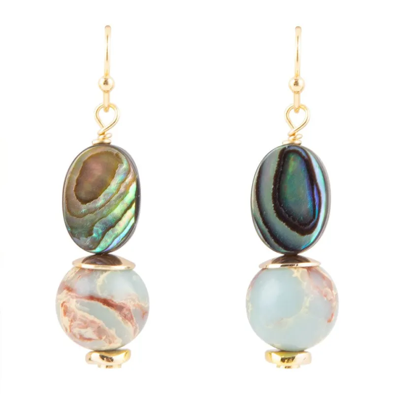 Baja Mint Jasper and Abalone Earrings sold by Barse