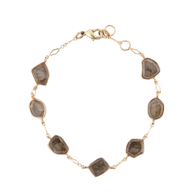 Labradorite and Bronze Line Bracelet sold by Barse