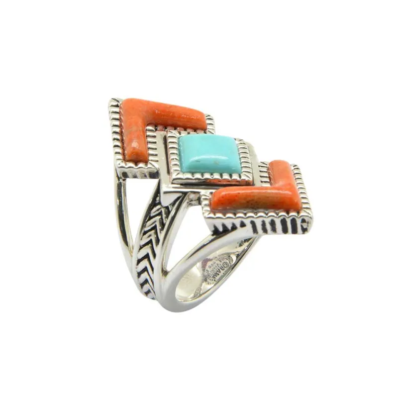 Rattler Geometric Stone Ring-Sterling Silver sold by Barse