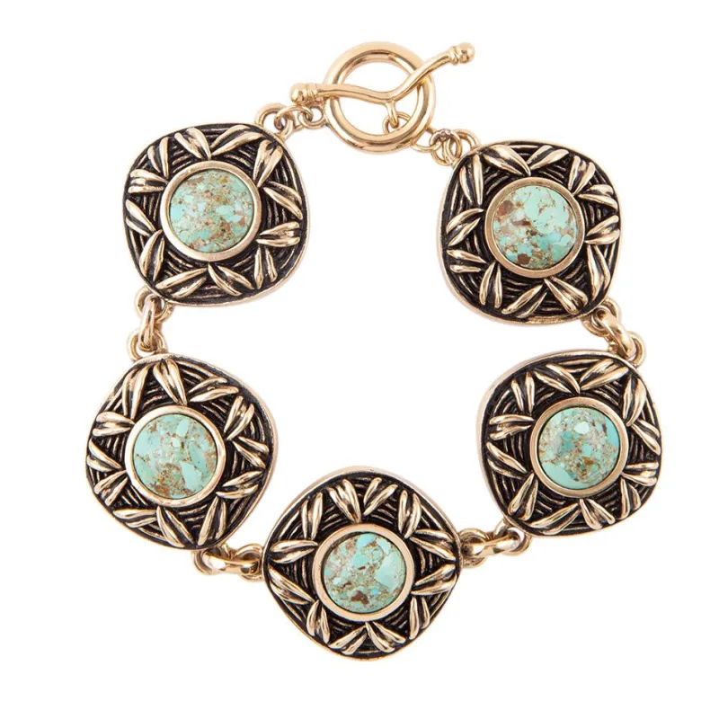 Avalon Blue Turquoise Golden Link Bracelet sold by Barse