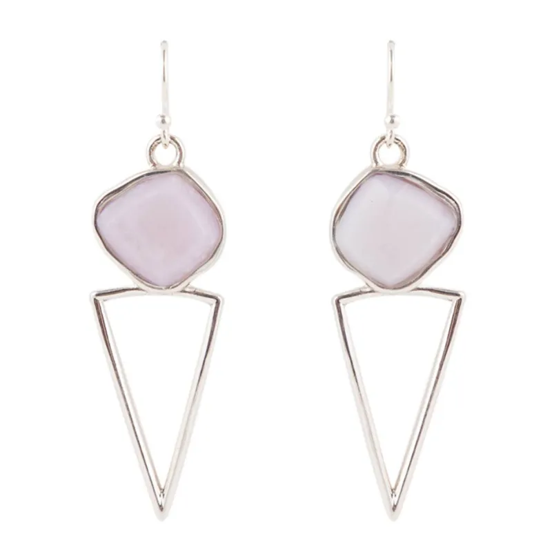 Pink Opal and Sterling Silver Triangle Earrings sold by Barse
