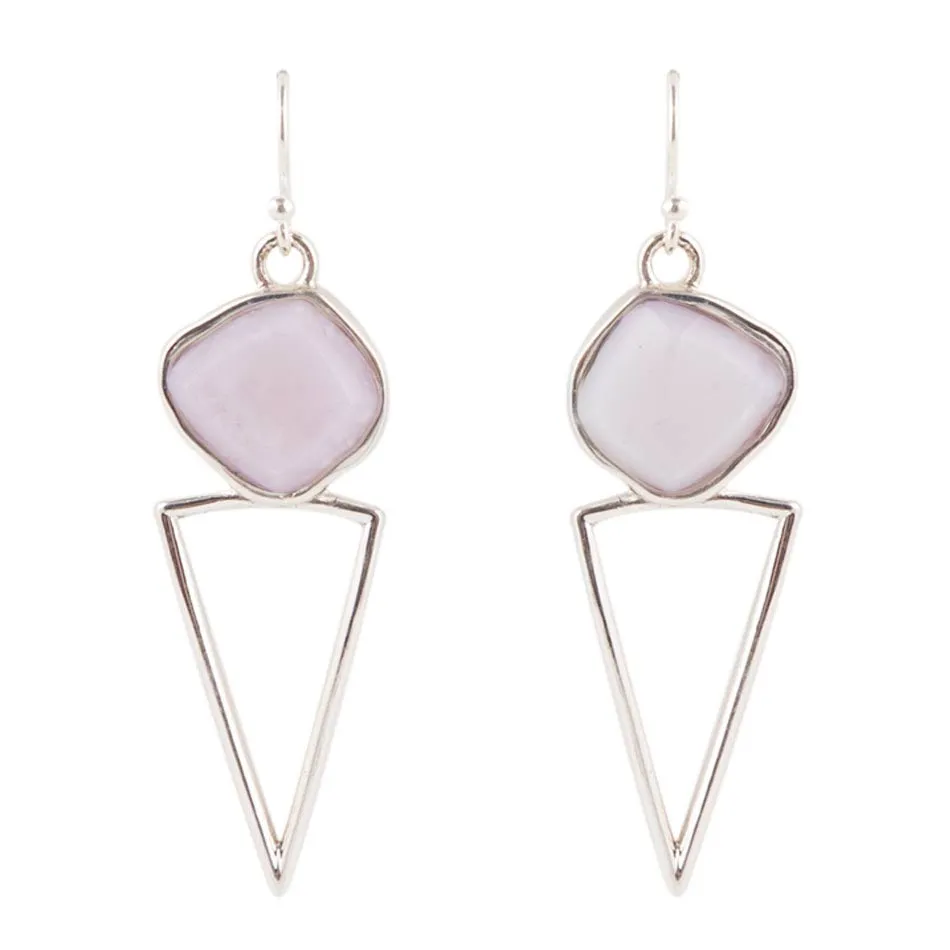 Pink Opal and Sterling Silver Triangle Earrings sold by Barse
