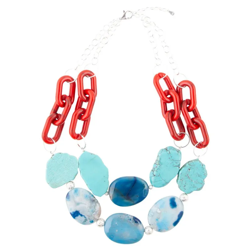 Southwest Mix Agate Statement Necklace sold by Barse