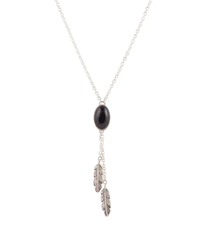 Double Or Nothing Quill Onyx and Sterling Silver Necklace made by Barse
