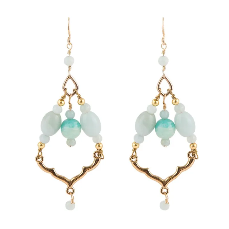Chandelier Amazonite and Bronze Earrings sold by Barse