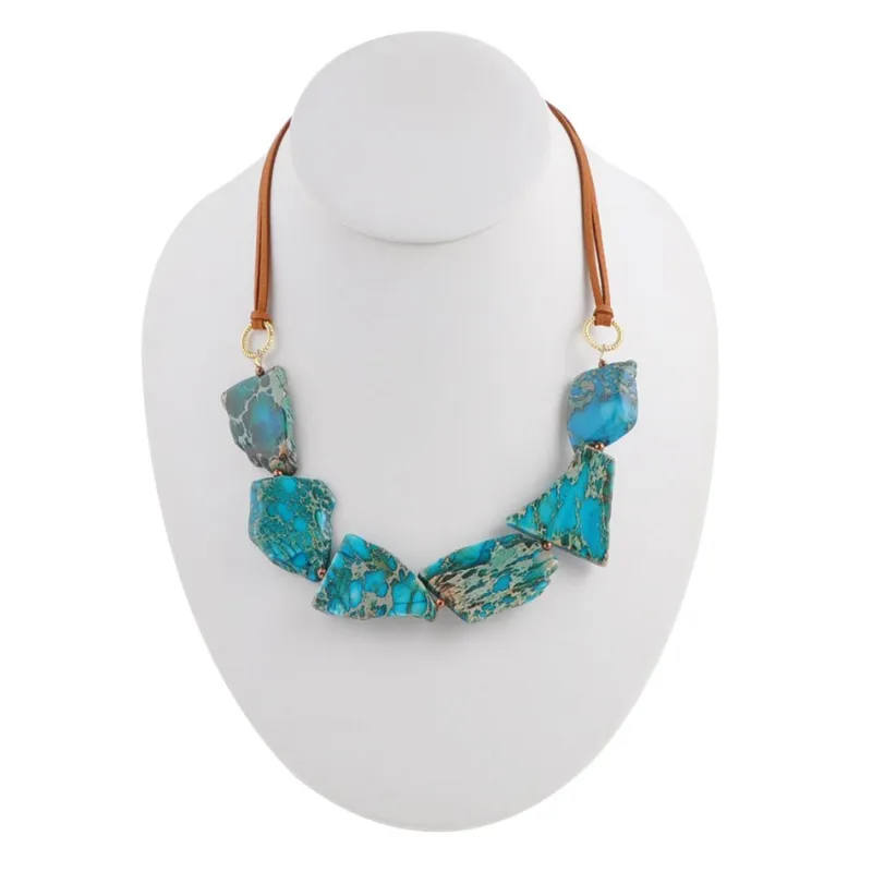 Six Score Jasper and Leather Necklace sold by Barse