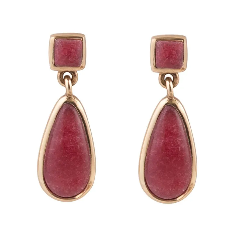Smooth Teardrop Earrings - Ruby Quartz sold by Barse