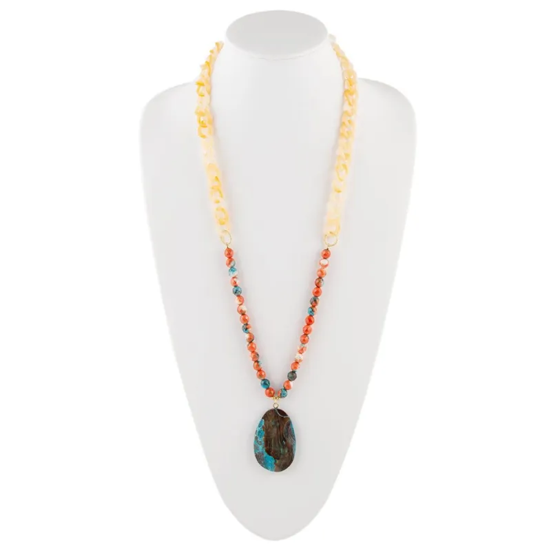 Spiny Oyster and Jasper Pendant Necklace sold by Barse