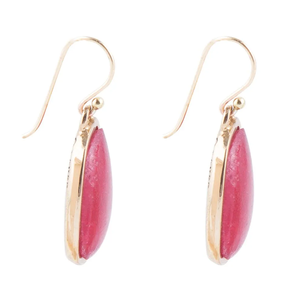 Abstract Red Raspberry Quartz Golden Drop Earrings sold by Barse product image thumbnail 3