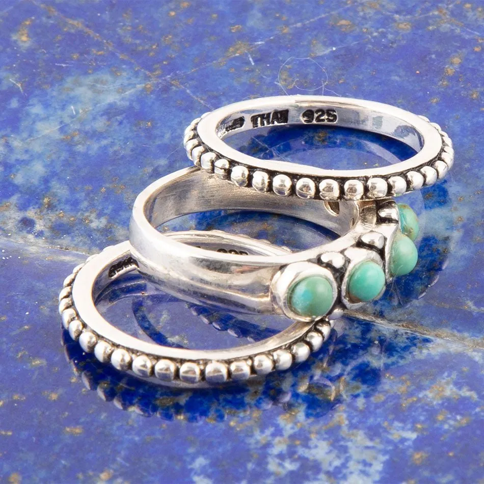 Triple Play Blue Turquoise and Sterling Silver Stack Ring sold by Barse product image thumbnail 3