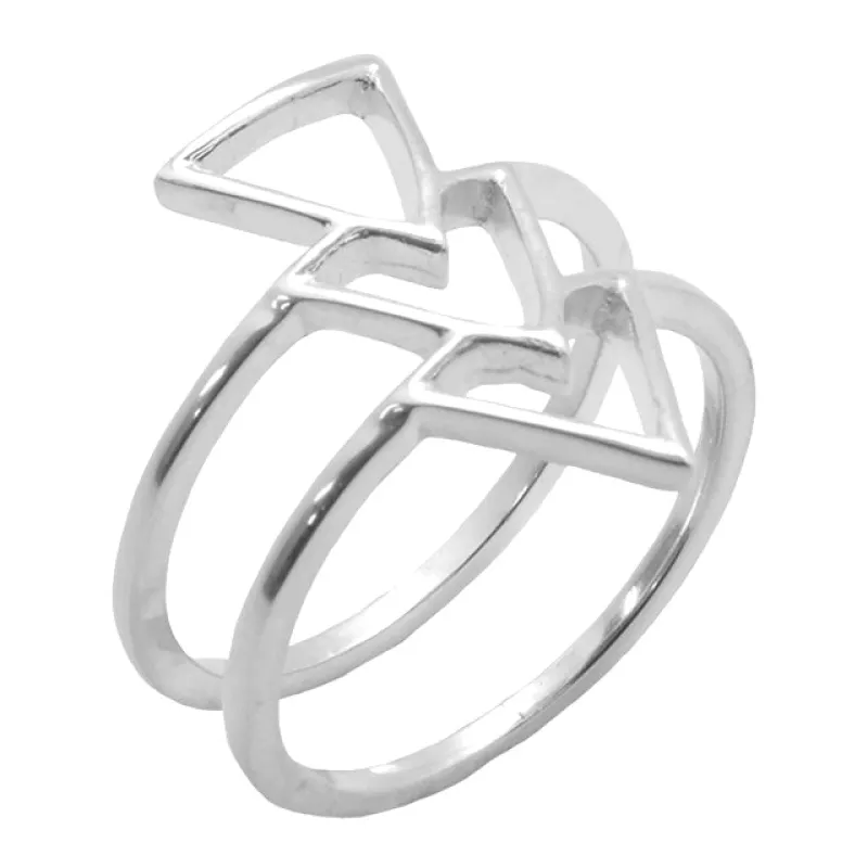 Go Triangle Sterling Silver Ring sold by Barse