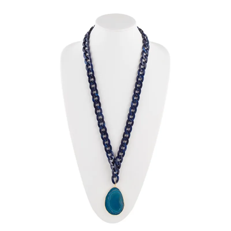 Ocean Storm Blue Agate Necklace sold by Barse