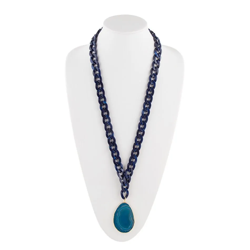 Ocean Storm Blue Agate Necklace sold by Barse